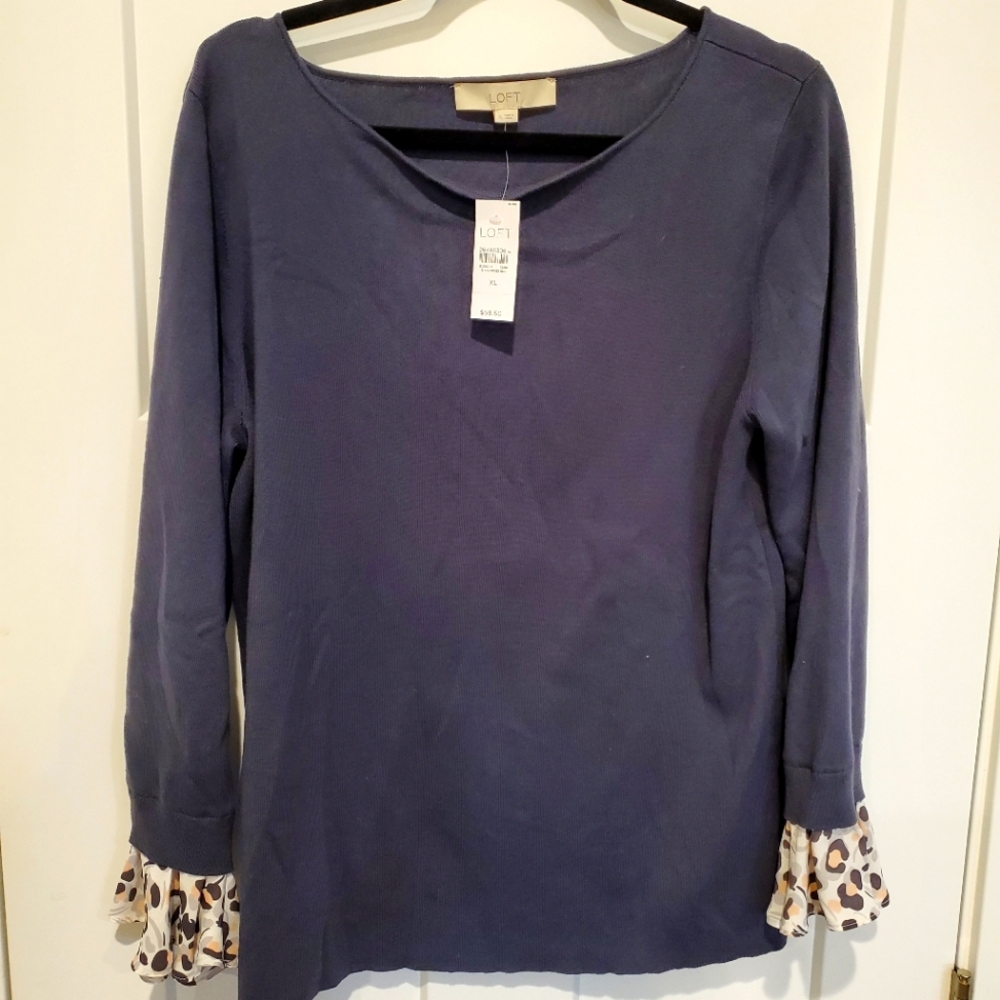 NWT Loft Sweater with Flutter Sleeves.
